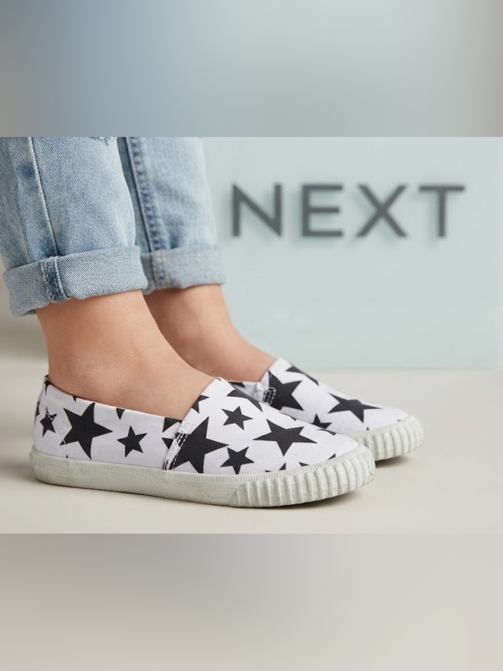 Super Cute Authentic NEXT designer slip on star unisex kids sneakers Sz 10 kids